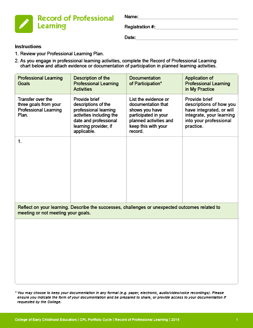  Record of Professional Learning