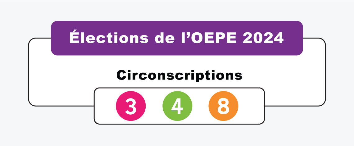 Sur l’image, on lit : Élections OEPE 2024. Circonscriptions 3, 4, 8.